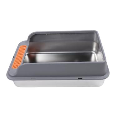 Imagem de Caixa de Areia para Gatos de Aço Inoxidável Fechada, Caixa de Areia de Metal Com Laterais Altas, Anti-respingos, Resistente para Gatos Internos (Tamanho L adequado para 4,43-5,41