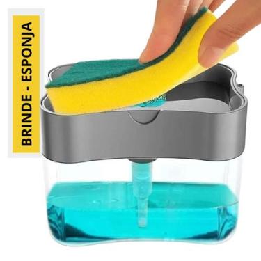 Imagem de Dispenser Detergente Sabão Liquido Suporte Bucha Porta Esponja 2X1 Doz