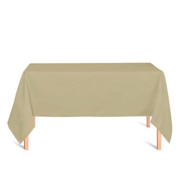 Imagem de Toalha de Mesa Retangular em Tecido Jacquard Dourado e Turquesa Liso T