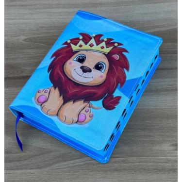 Imagem de Bíblia pequena leãozinho azul - com harpa e índice - CPP