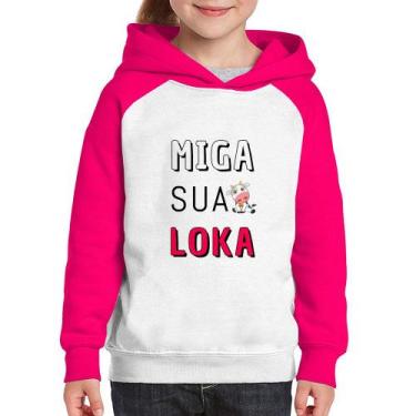 Imagem de Moletom Infantil Miga Sua Loka - Foca na Moda, Branco, Rosa, 14