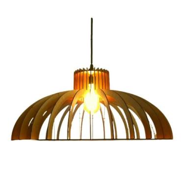 Imagem de Luminária Teto tipo Pendente em MDF - Completa - CORALISA, MDF CRU