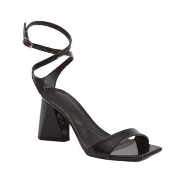 Imagem de Sandália Salto Alto com Amarração Infinita - Cor Preta - FLYSHOES, 35