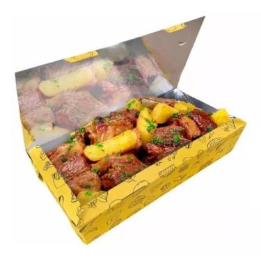Imagem de 50 Caixa Embalagem Metalizada Delivery Costela Carne Assada - star pri