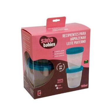 Imagem de Potes p/ Armazenar Leite Materno c/ Tampa (4 Uni) - Sana Babies
