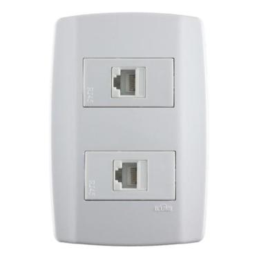 Imagem de Kit Placa 2 Módulos 4x2 + 2 Tomadas Rj45 Cat5 Slim Ilumi