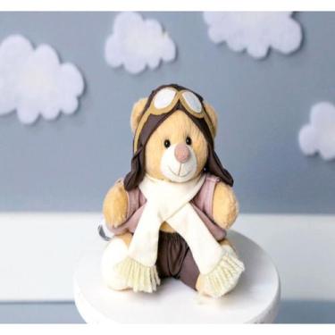 Imagem de URSO AVIADOR CLASSICO TEDDE 12 cm - CKD CONFECCOES, Palha