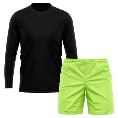 Imagem de Kit Camiseta Manga Longa Poliamida + Short Bermuda Tactel-Masculino