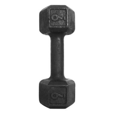 Imagem de Halter Sextavado 9 kg Pintado Preto Ferro Fundido Academia Musculação 