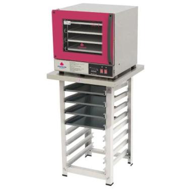 Imagem de Kit - Forno Turbo Elétrico Fast Oven PRP-004 Plus 127V Vermelho + Banc