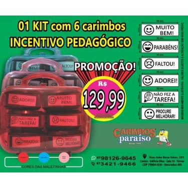 Imagem de Kit Com 06 Carimbos de Incentivo Pedagógico Para Professores Emoji - N