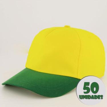 Imagem de Kit 50 Bonés Dras Sports Amarelo e Verde - Fruit Of The Loom, Único
