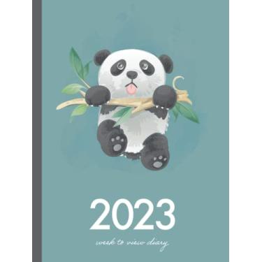 Imagem de 2023 A4 Week to View Diary | Cute Panda Hanging On Hardback: UK Weekly & Monthly Planner (UK Holidays. Vision Board. Goals. Lists. Moon Phases) ... Appointment Diaries and Books - Large