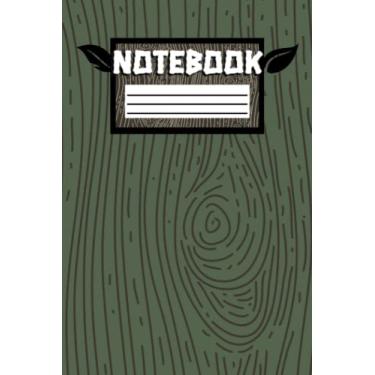 Imagem de 6"x9" Paperback Journal or Notebook with lined pages for kids, teens or adults | Green Wood | Office, study or school supplies: 80 pages (40 sheets)