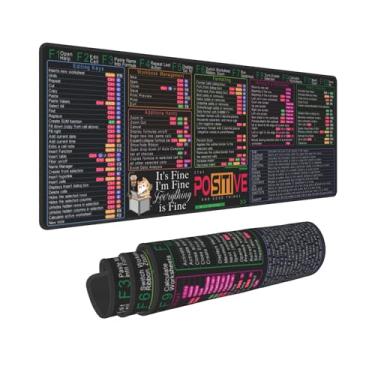 Imagem de Aoojanu Tapete de mouse Excel com teclas de atalho – 80 x 29 cm GG para jogos | Tapete de teclado para planilha de escritório para PC | Borda costurada antiderrapante