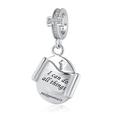 Imagem de OutstandLong Presentes cristãos para mulheres inspiradores com versículo bíblico orações religiosas berloque contas para pulseiras Pandora Dia das Mães, Metal, Base