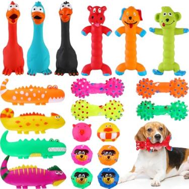 Imagem de Shappy 20 peças de brinquedos para cães de látex, brinquedo de borracha para mastigar bolas macias pequenas e estridentes de animal em pé para filhotes de cachorro buscar brincadeiras interativas para