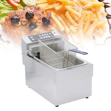 Imagem de Fritadeira elétrica comercial, 20L 4500W Cesta removível, Fritadeira elétrica de bancada em aço inoxidável Controle de temperatura/tempo e filtragem de óleo, Fritadeira para uso em restaurantes