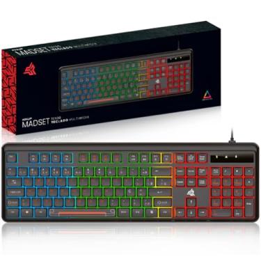 Imagem de Teclado Gamer Led RGB Retroiluminado Com Fio Membrana Tecla tipo Chocolate Compativel com Windows Mac OS Linux