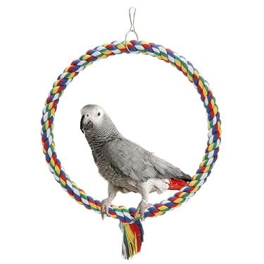 Imagem de Brinquedo de escalada de perco colorido de corda de pássaro para papagaios Budgie Parakeet Cockatiel Cockatoo ConureWontee B: Swing Ring Toy-M
