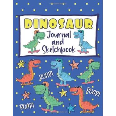 Imagem de Dinosaur Journal and Sketchbook: Cute Dinosaur Notebook Journal for Boys with 100+ Pages of 8.5" x 11" Lined and Blank Pages for Drawing, Sketching, ... Draw, and Crayon Coloring (Kids Drawing Book)