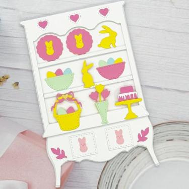 Imagem de KSCRAFT 2025 Janeiro Páscoa novo lançamento estêncil matrizes de corte de metal para scrapbook faça você mesmo cartão de papel em relevo decorativo (armário de Páscoa complementar)