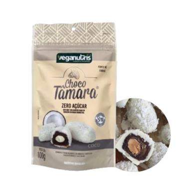 Imagem de BOMBOM VEGANO DE TÂMARA SABOR COCO COM CHOCOLATE BRANCO CHOCOTÂMARA VEGANUTRIS 100G