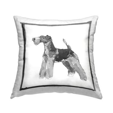 Imagem de Stupell Industries Minimal Airedale Terrier Design por Cartissi Almofada impressa interna, 45 x 18 x 45, cinza