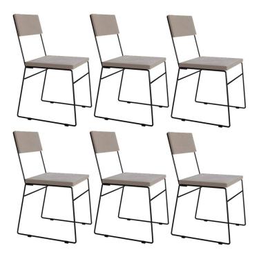 Imagem de Kit 6 Cadeiras de Jantar Málaga Assento Veludo Bege