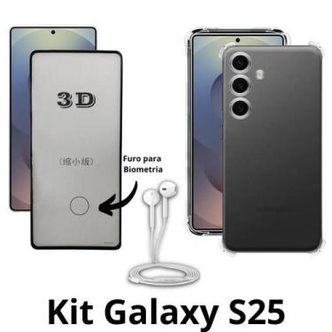 Imagem de Kit Fone Tipo C + Película Premium 3D de Vidro + Capa Anti Impactos pa