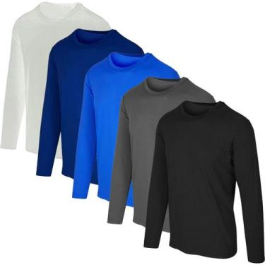Imagem de Kit com 5 Camisetas Masculinas UV Proteção Solar UV50+ Slim Fitness, C
