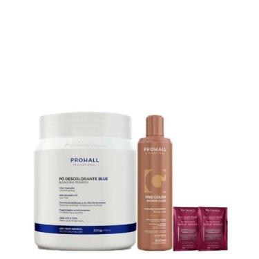Imagem de Kit Prohall Matizador Caramelo e Pó Descolorante Azul