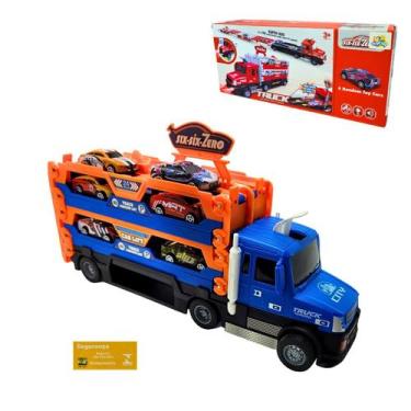 Imagem de Caminhao Catapulta com Lancador Toyking Azul com Laranja com Luz Som M