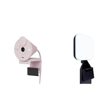 Imagem de Kit Webcam Full HD Logitech Brio 300 Rosa + Iluminação de LED Premium Logitech Litra Glow