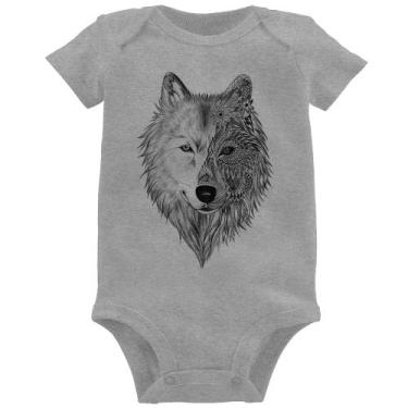 Imagem de Body Bebê Lobo Mandala - Foca na Moda, Cinza, M