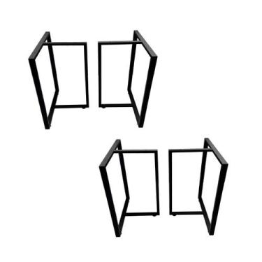 Imagem de Kit 2 Pé De Mesa Industrial Ferro 75 X 60 Par Eletrostátic - INOX LAUR