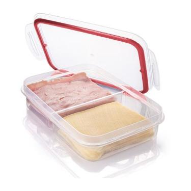 Imagem de Pote Porta Frios 2 Divisórias Empilhável Hermético Com Tampa - Plasúti