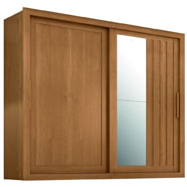 Imagem de Guarda Roupas Casal Ripado com Espelho 2 Portas de Correr 4 Gavetas Trianon Madeirado Zanzini