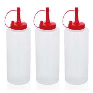 Imagem de Kit 10 Bisnaga Pote Potinho Plástica Com Tampa Ketchup 350ml - Plastib