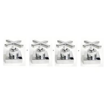 Imagem de 4 Acabamentos Registro Cruzeta Quadrado Luxo 3/4 Padrão Deca 16 dentes