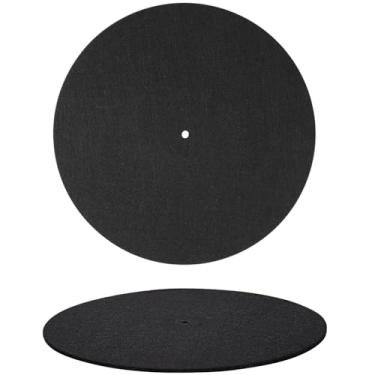 Imagem de MEETOOT 2 peças de 30,5 cm preto LP vinil antivibração toca-discos de lã almofada de lã equipamento de afinação profissional melhora a qualidade do som para gravadores de disco de vinil carrossel