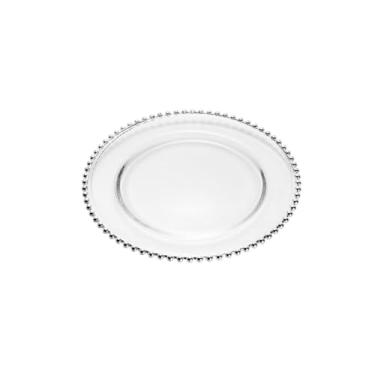 Imagem de WOLFF - Sousplat de Cristal com Borda Prata 32cm - Linha Pearl