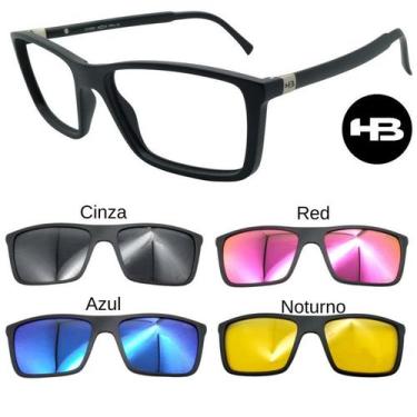 Imagem de Armação de Grau HB 0379 243 Preto Fosco com 4 Clipons carn, Preto