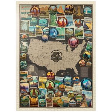 Imagem de 63 parques nacionais americanos: mapa de colagem, póster vintage, quebra-cabeças premium de 1000 peças para adultos