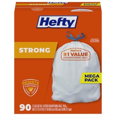 Imagem de Hefty Sacos de lixo de cozinha fortes, sem perfume, 38 litros, 90 unidades, branco, a embalagem pode variar