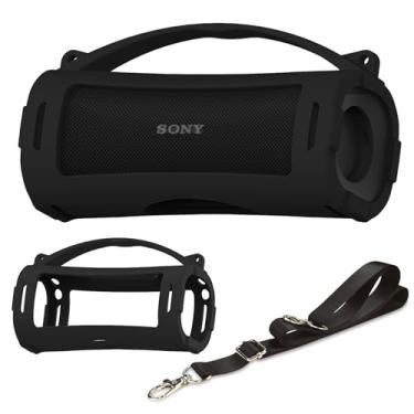 Imagem de Capa de silicone compatível com alto-falante Bluetooth portátil Sony ULT Field 1, capa protetora para acessórios de alto-falante Sony ULT Field 1 (capa de silicone) (preto)