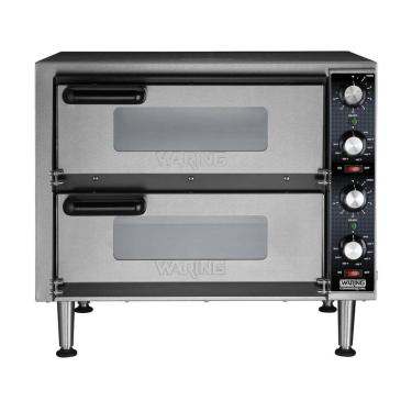 Imagem de Forno de Pizza de 2 Andares com Porta Dupla, Temporizadores Separados e Plugue de 6 a 20 Fases, 240V 3500W, Waring WPO350, Prata