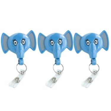 Imagem de Pedia Pals Pack-3 Carretel de crachá pediátrico de elefante retrátil – adoráveis designs fofos para profissionais de saúde, durável e sem látex, carretel universal de crachá de animal de 66 cm para