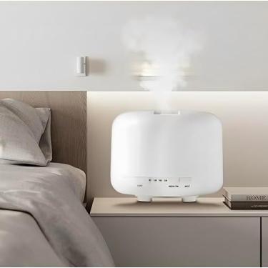 Imagem de Umidificador de Ar 500ml com Controle Remoto, 7 Cores LED, Desligamento Automático, Silencioso, Difusor de Aromas
