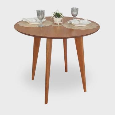 Imagem de Mesa de Jantar 90cm Redonda Tampo Laminado em Madeira Slim Casa Uai